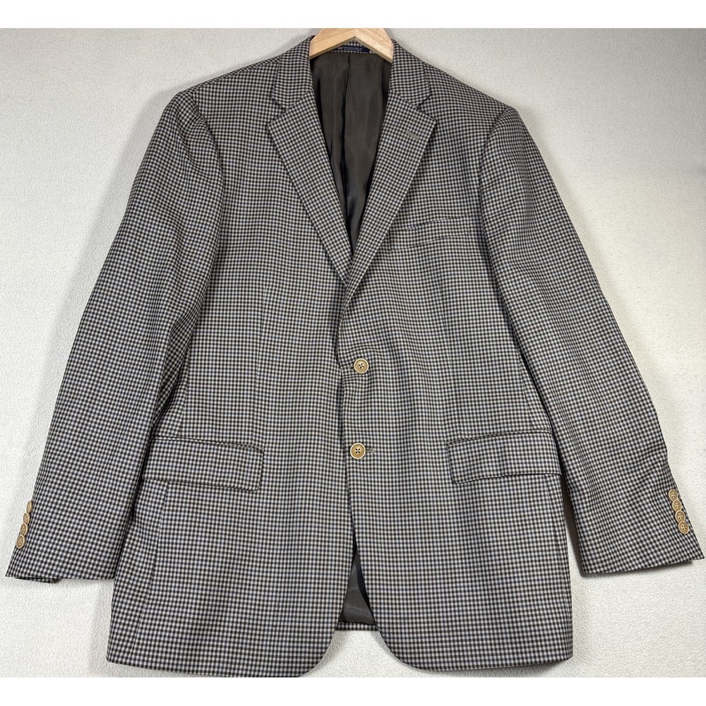 Hart Schaffner Marx Blazer‎ Mens 44R Check Pattern 2 Button Sport Coat USA